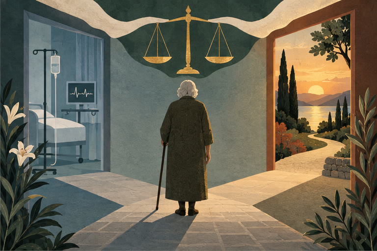 Editorial illustration for DICHOTOMY — THE RIGHT TO LIVE, BUT NOT TO DIE