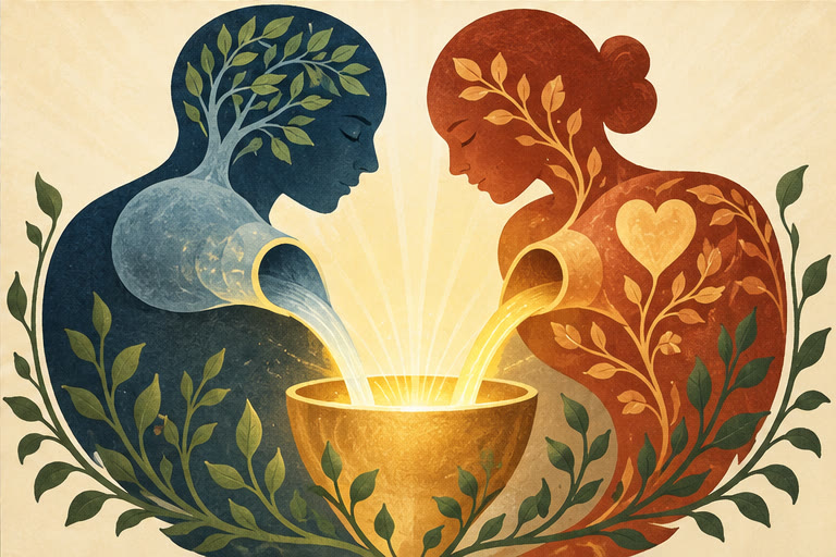 Editorial illustration for Mind and Body — Our Cup of Love