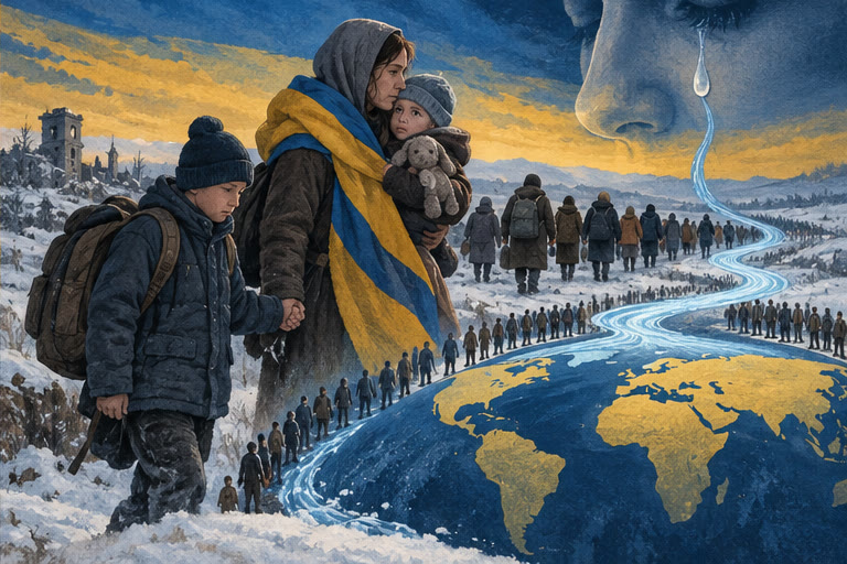 Editorial illustration for TEARS FOR UKRAINE