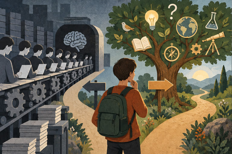 Editorial illustration for TO REASON OR REGURGITATE? — that is the question
