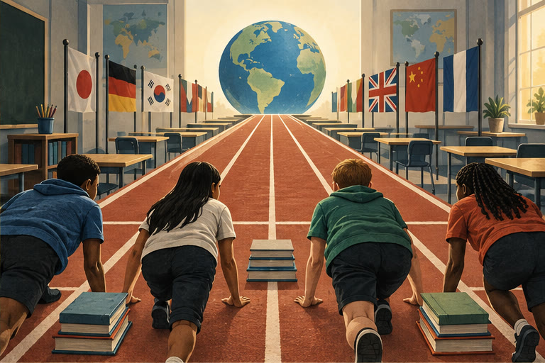 Editorial illustration for U.S. Public Education — Can We Catch Up?
