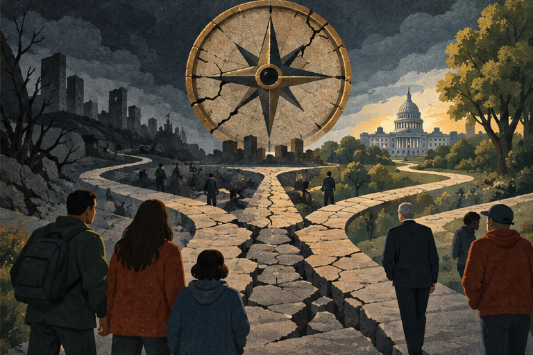Editorial illustration for WHERE is America Heading With Moral Character Failing All Around Us?